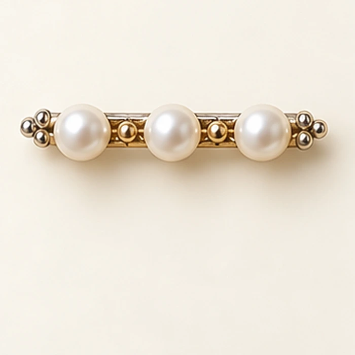 Sonata Pearl Bar Brooch, Silver tone / White glass imitation pearl